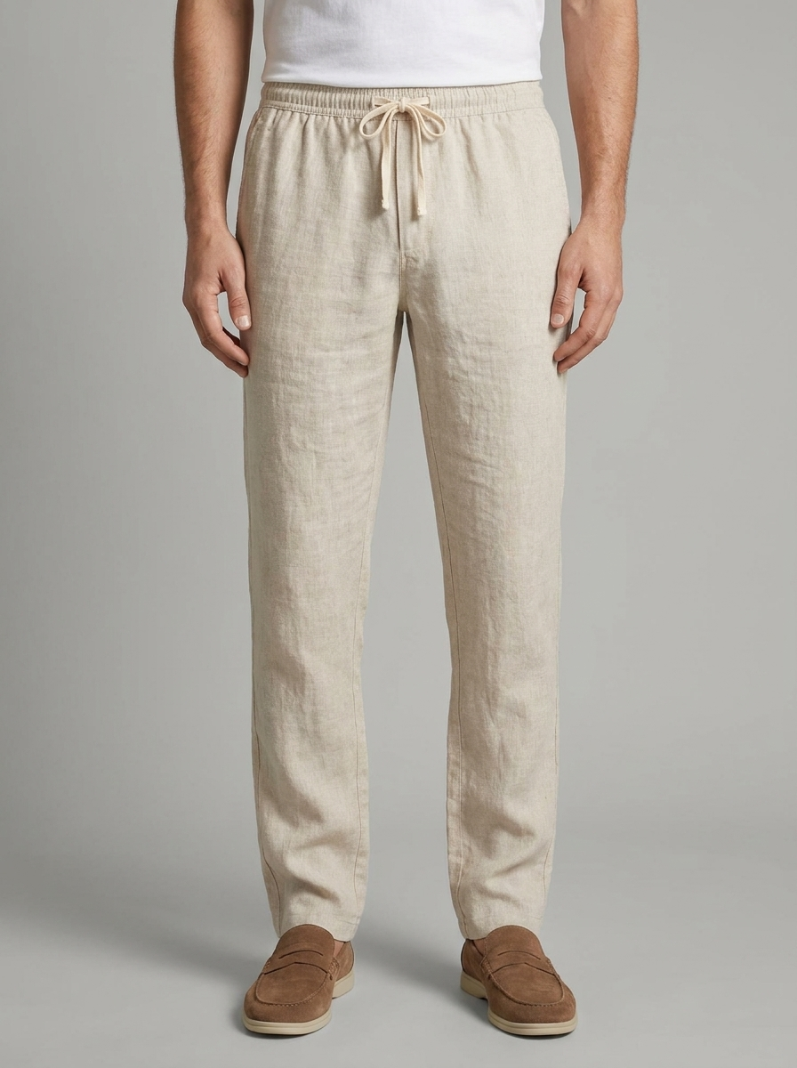 Ezra | Men's Drawstring Trousers | Linen-Eltrendio