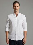 Finn | Men's Grandad Collar Shirt | Linen Blend-Eltrendio