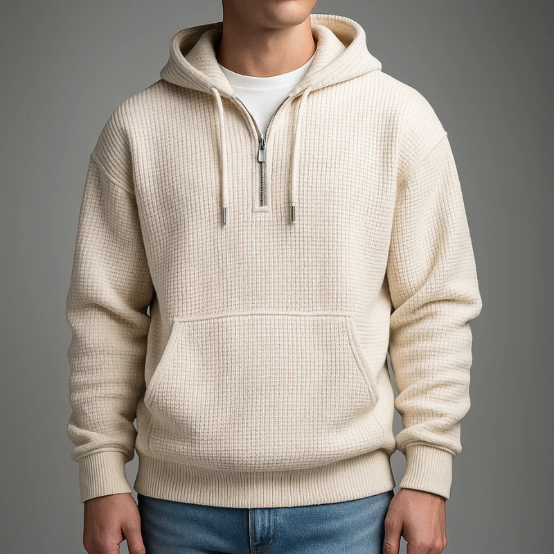 Oliver | Men's Half-Zip Hoodie | Waffle Knit · Eltrendio