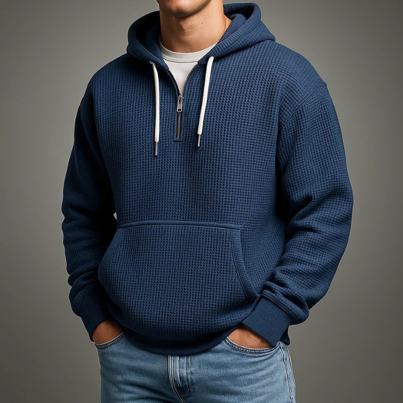 Oliver | Men's Half-Zip Hoodie | Waffle Knit · Eltrendio