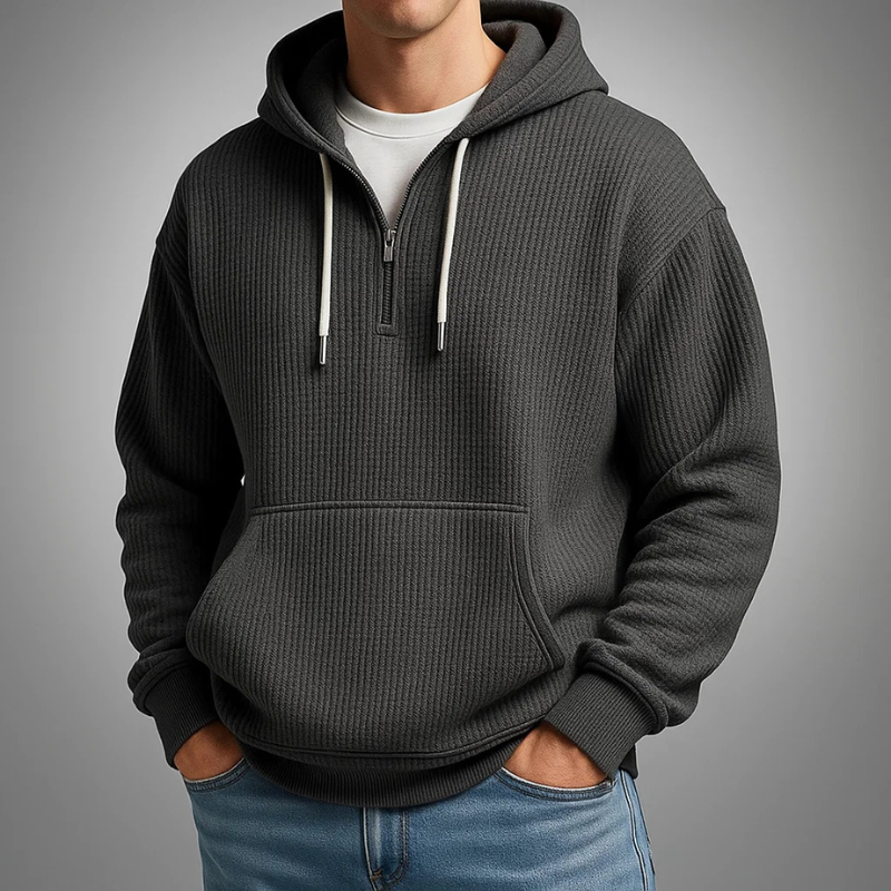 Oliver | Men's Half-Zip Hoodie | Waffle Knit · Eltrendio
