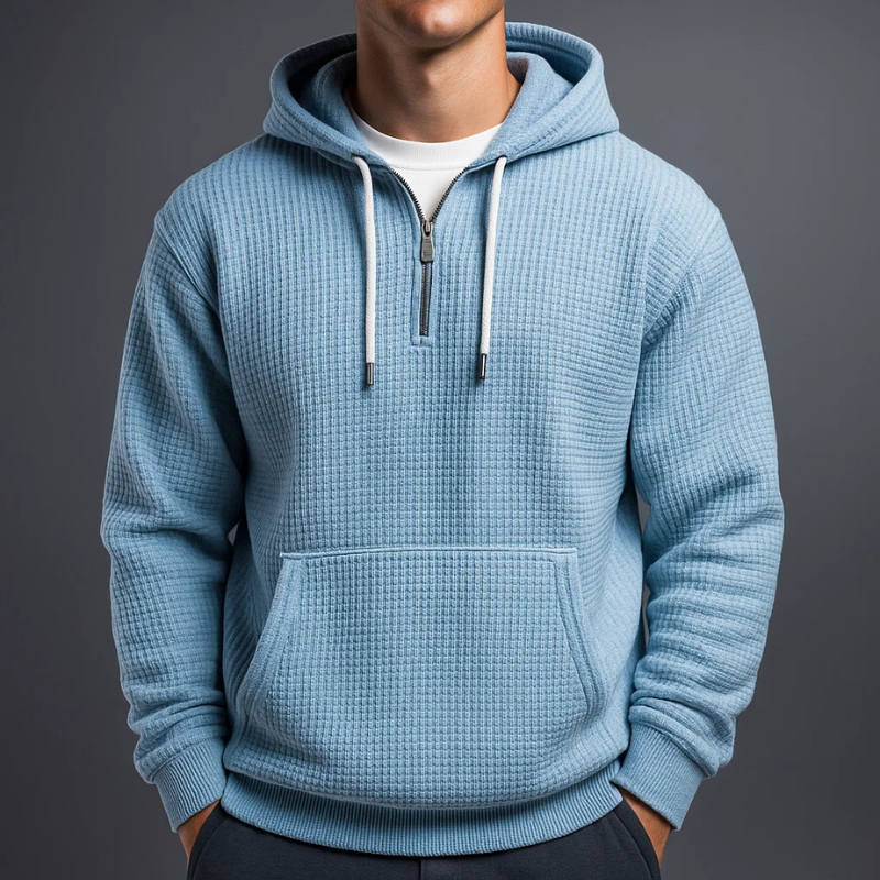 Oliver | Men's Half-Zip Hoodie | Waffle Knit · Eltrendio