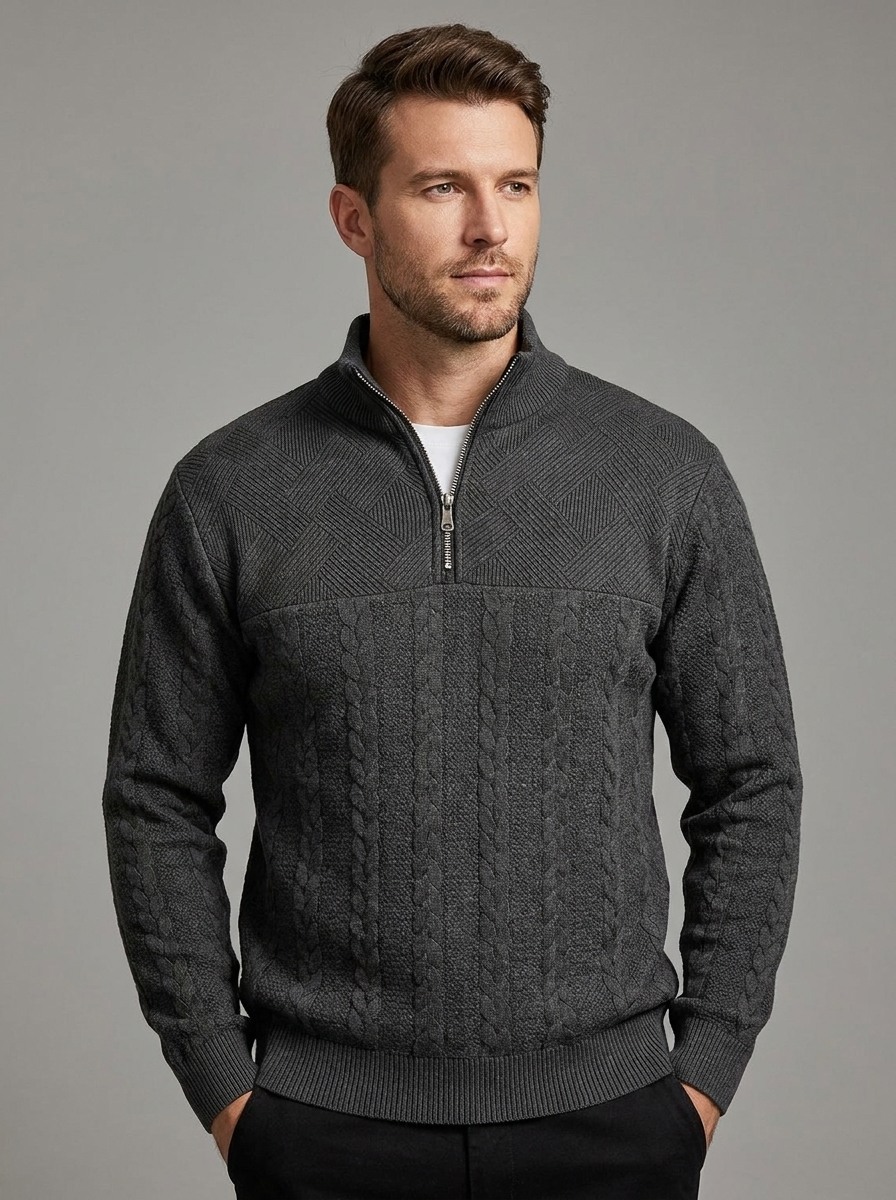 Max | Men's Half-Zip Jumper | Cable Knit-Eltrendio