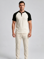 Oscar | Men's Henley Tracksuit Set | Waffle-Knit-Eltrendio