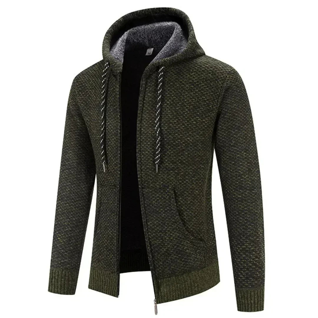 Oliver | Men's Hooded Cardigan | Fleece-Lined · Eltrendio