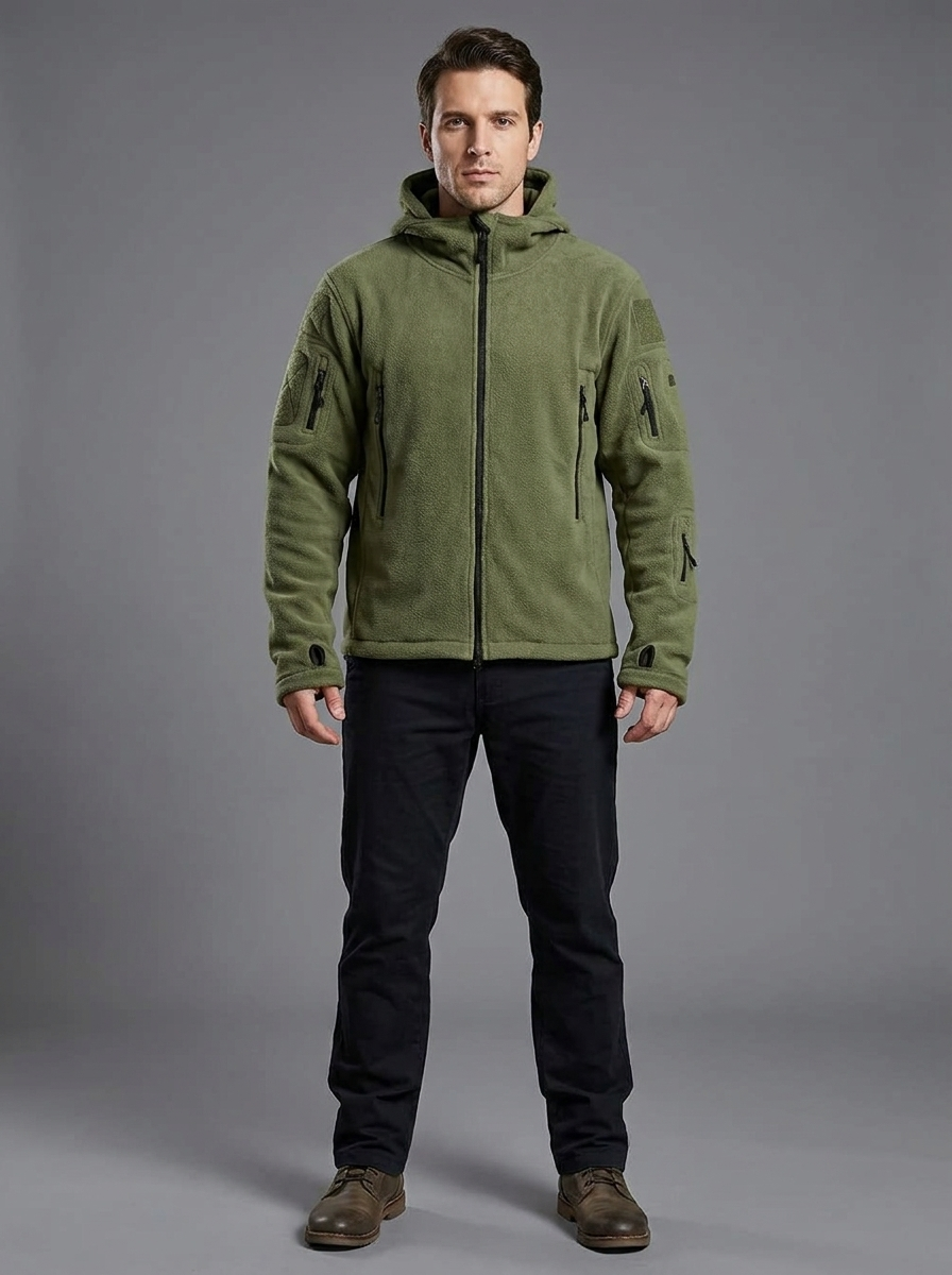 Toby | Men's Hooded Fleece Jacket | Multi-Pocket-Eltrendio