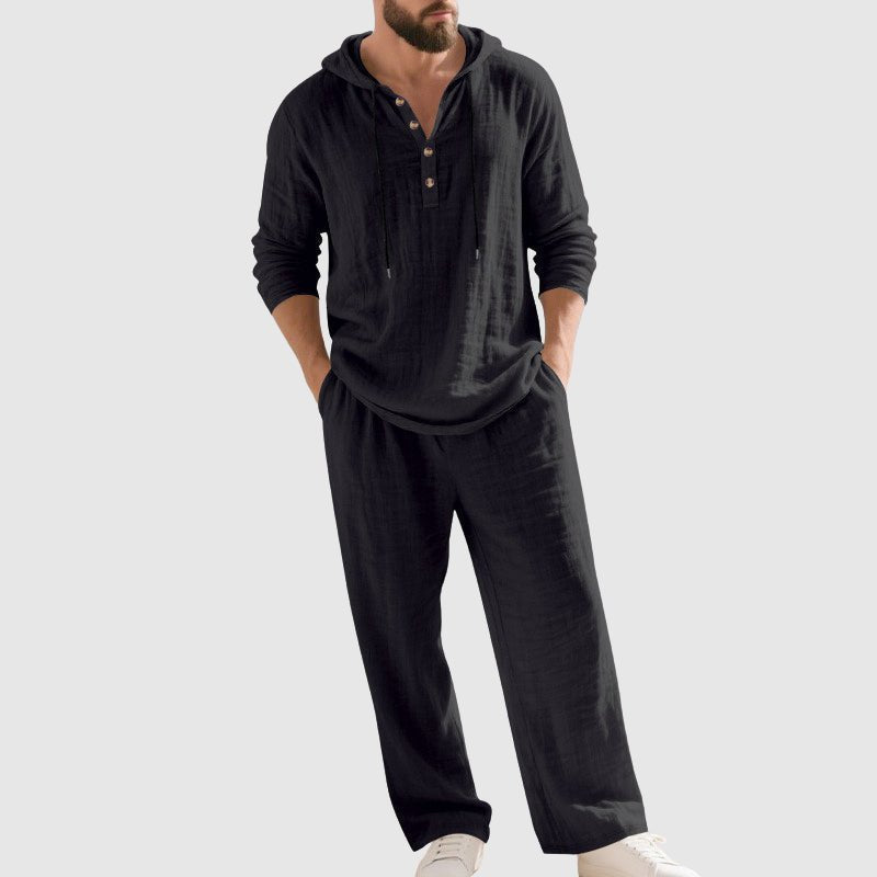 Oliver | Men's Hooded Lounge Set | Breathable Linen · Eltrendio