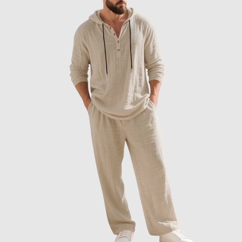 Oliver | Men's Hooded Lounge Set | Breathable Linen · Eltrendio
