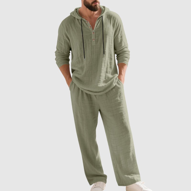 Oliver | Men's Hooded Lounge Set | Breathable Linen · Eltrendio