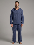 Oliver | Men's Hooded Lounge Set | Breathable Linen-Eltrendio