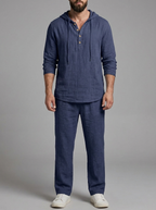 Elias | Men's Hooded Lounge Set | Drawstring Henley-Eltrendio