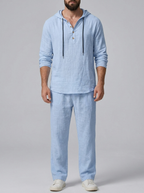 Elias | Men's Hooded Lounge Set | Drawstring Henley-Eltrendio