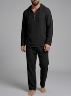 Elias | Men's Hooded Lounge Set | Drawstring Henley-Eltrendio