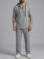 Elias | Men's Hooded Lounge Set | Drawstring Henley-Eltrendio