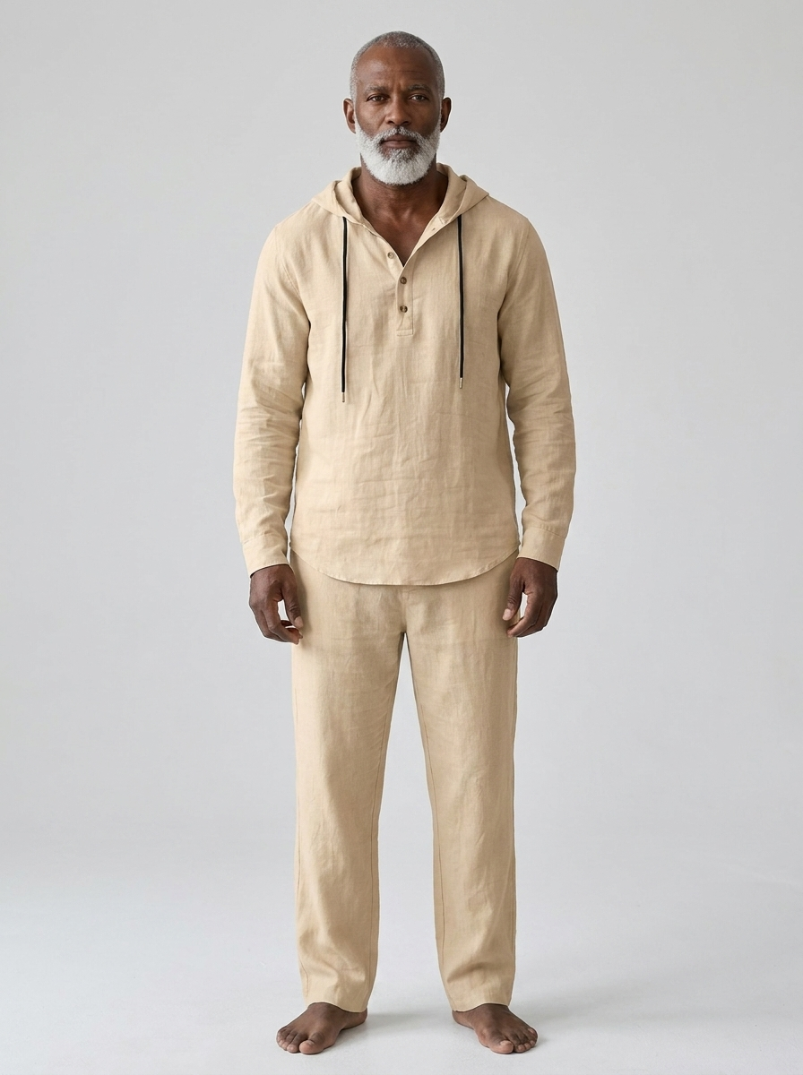 Elias | Men's Hooded Lounge Set | Drawstring Henley-Eltrendio