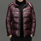 Oliver | Men's Hooded Puffer Jacket | Glossy Finish · Eltrendio