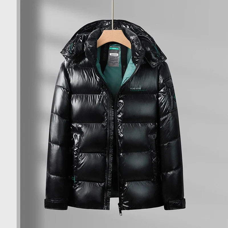 Oliver | Men's Hooded Puffer Jacket | Glossy Finish · Eltrendio