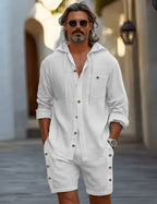 Oliver | Men's Hooded Shirt & Shorts Set | Linen · Eltrendio