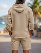 Oliver | Men's Hooded Shirt & Shorts Set | Linen · Eltrendio