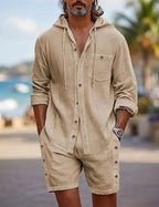Oliver | Men's Hooded Shirt & Shorts Set | Linen · Eltrendio