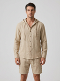 Oliver | Men's Hooded Shirt And Shorts Set | Linen-Eltrendio