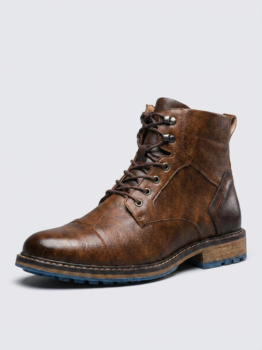 Mason | Men's Lace-Up Ankle Boots | Cap-Toe Leather-Eltrendio