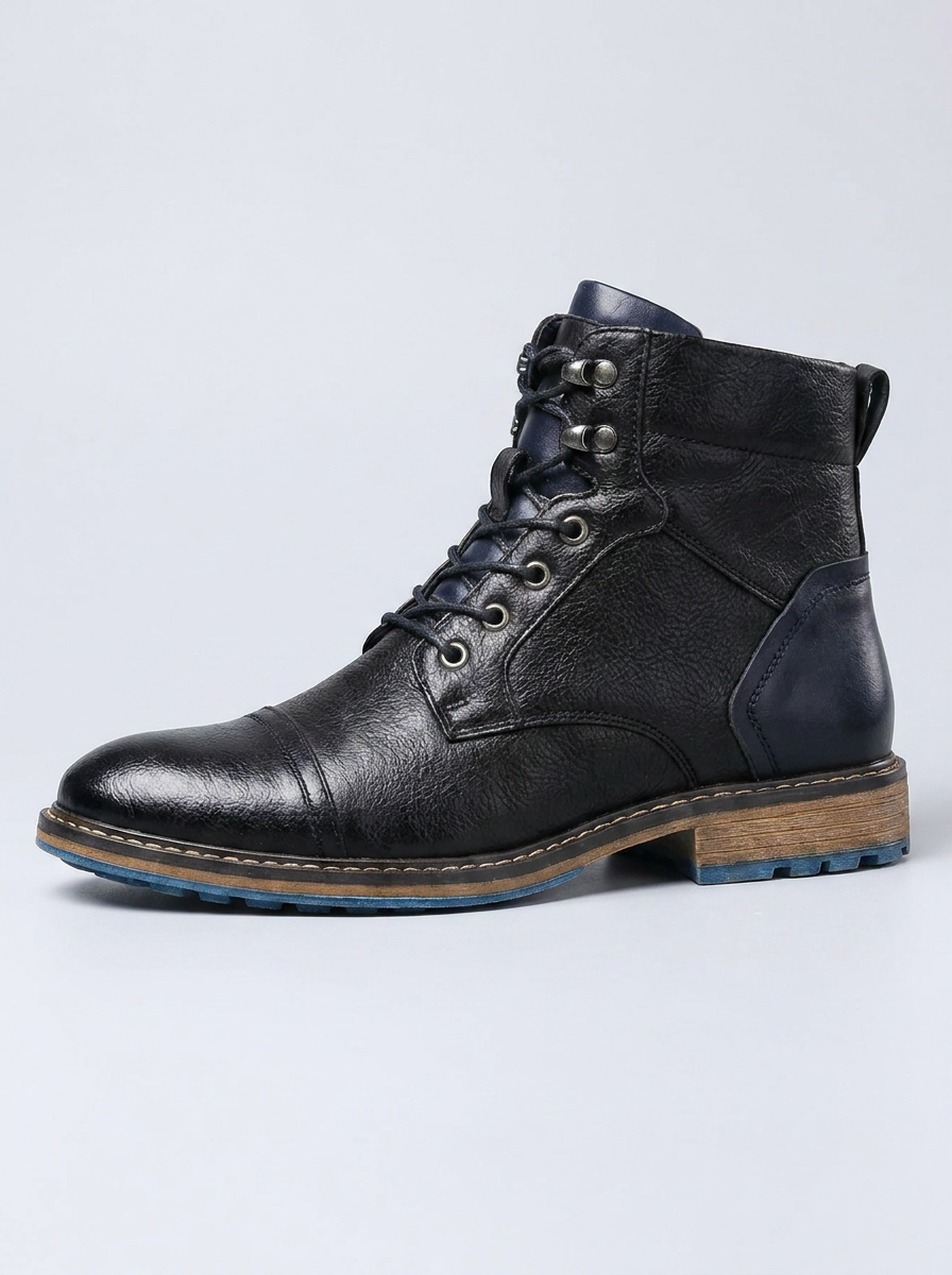 Mason | Men's Lace-Up Ankle Boots | Cap-Toe Leather-Eltrendio