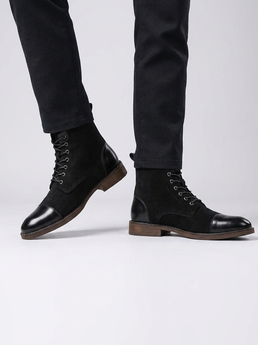 Charlie | Men's Lace-Up Boots | Leather Toe-Eltrendio