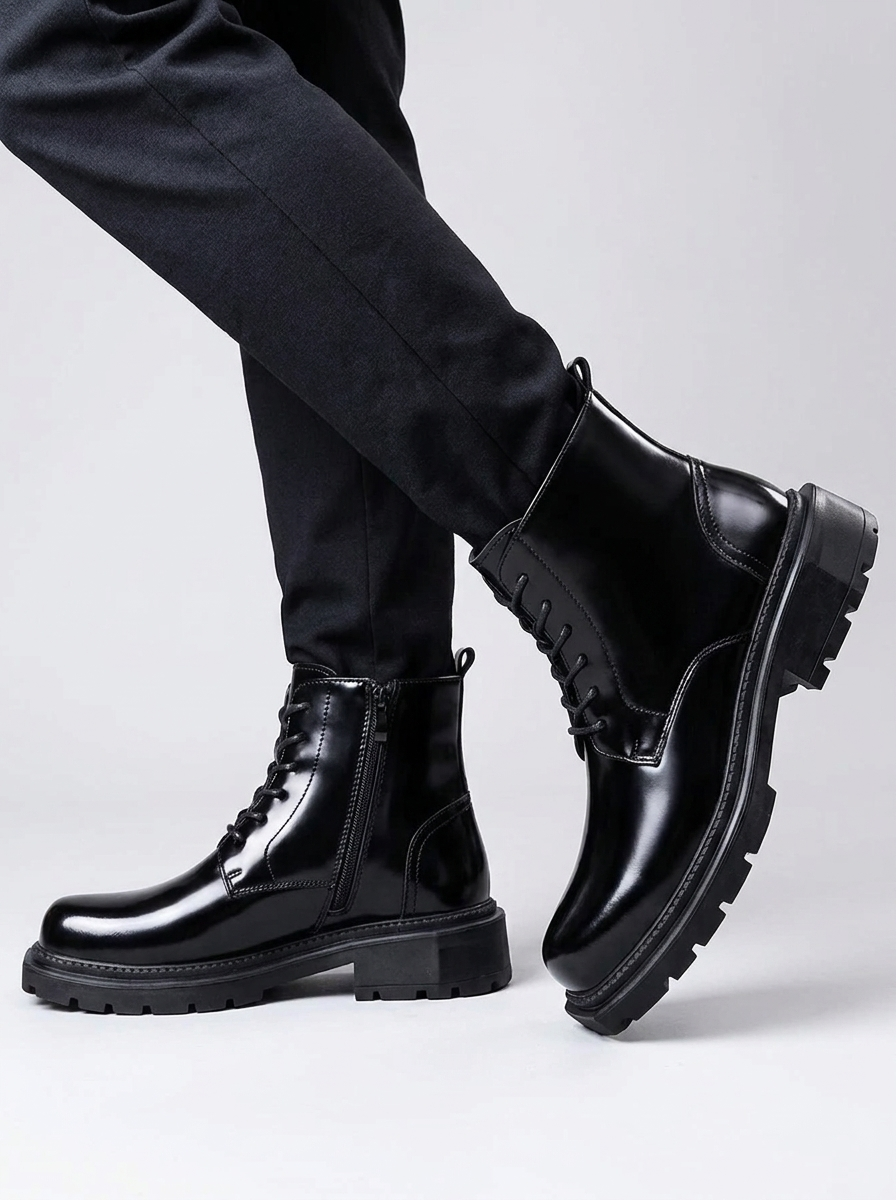 Logan | Men's Lace-Up Boots | Polished Leather-Eltrendio