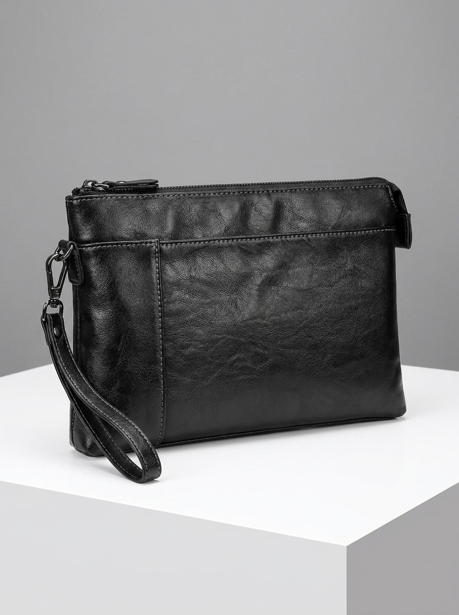 Henry | Men's Leather Clutch Bag | Wrist Strap-Eltrendio