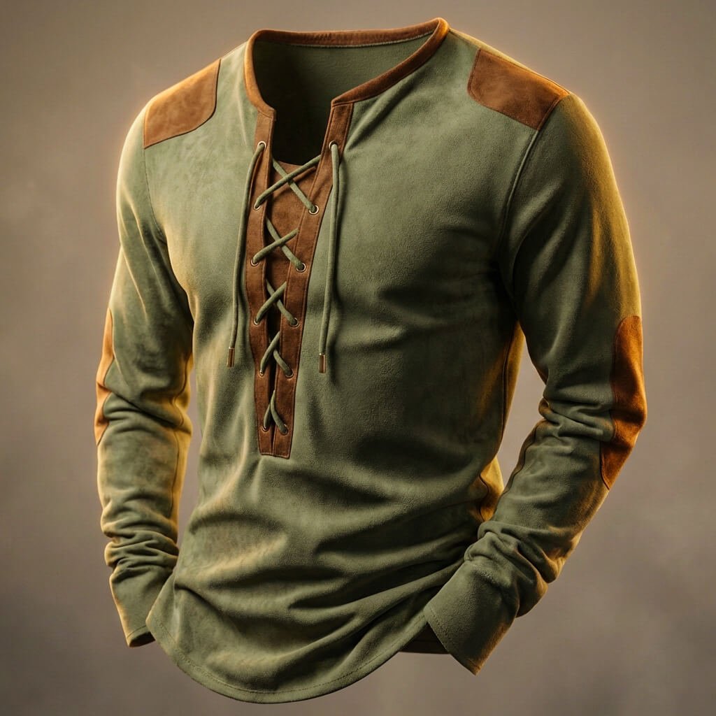 Oliver | Men's Long-Sleeve Shirt | Lace-Up · Eltrendio