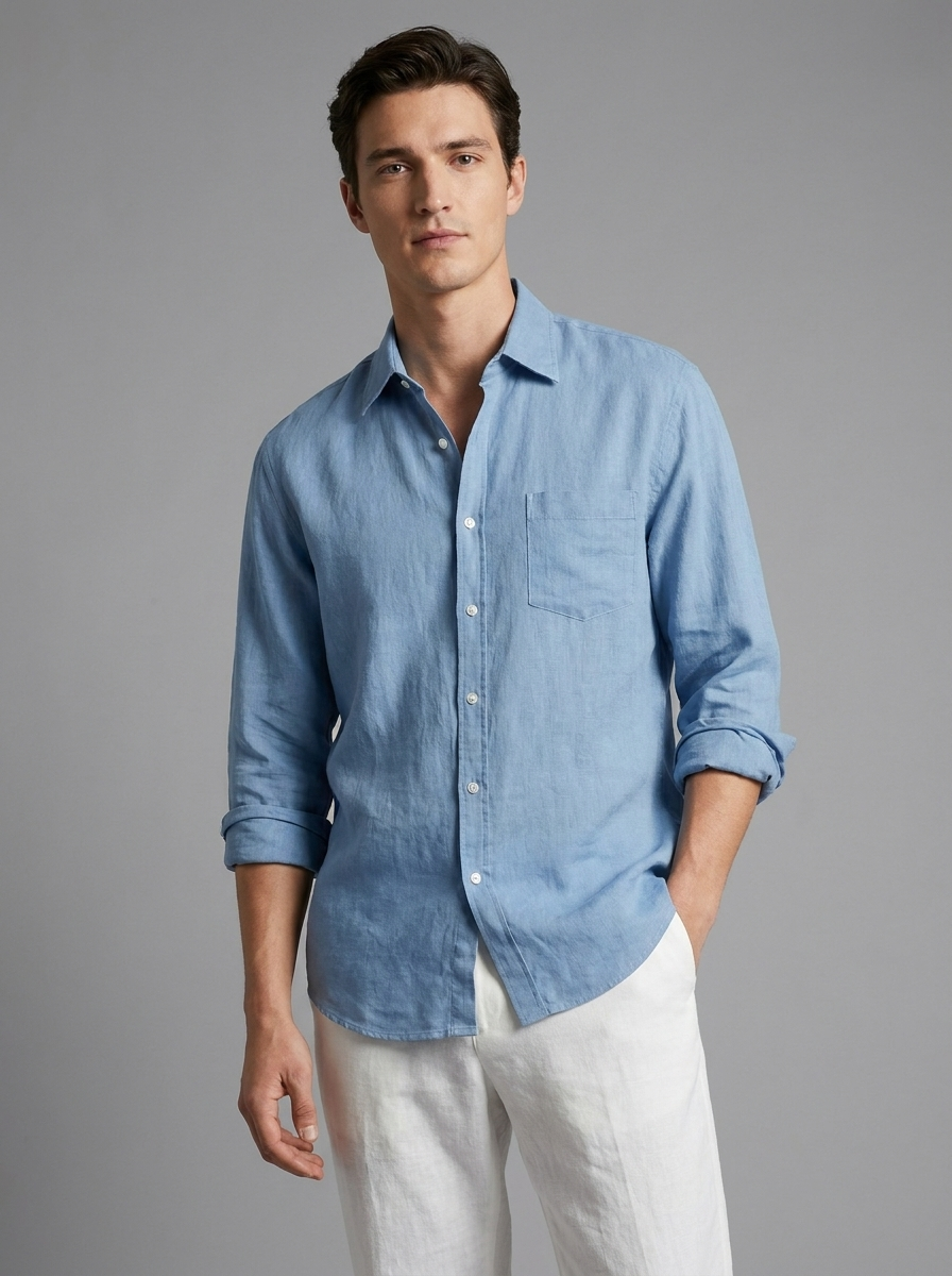 Oliver | Men's Long Sleeve Shirt | Linen Blend-Eltrendio