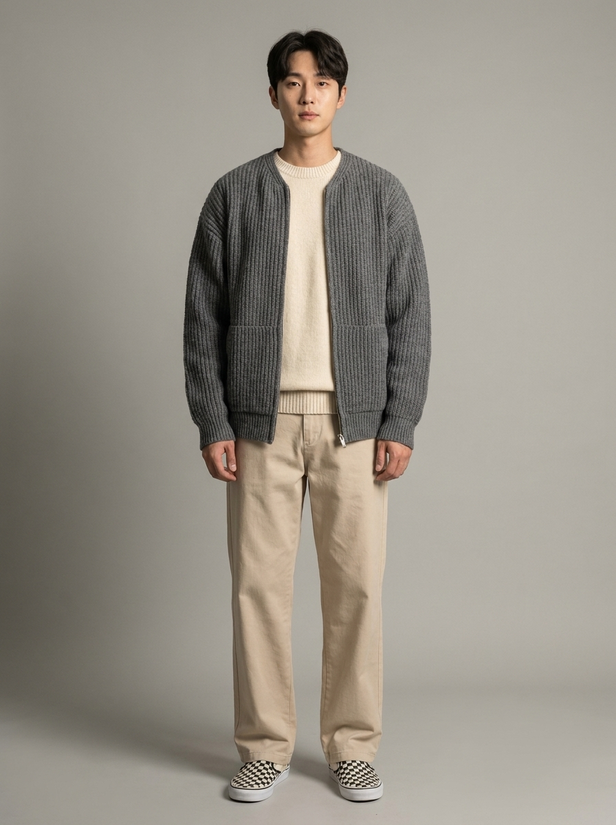 William | Men's Oversized Knit Cardigan | Ribbed-Eltrendio