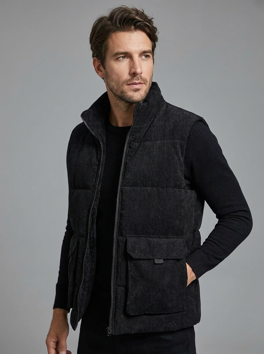 Oliver | Men's Sleeveless Gilet | Fleece-Lined Corduroy-Eltrendio
