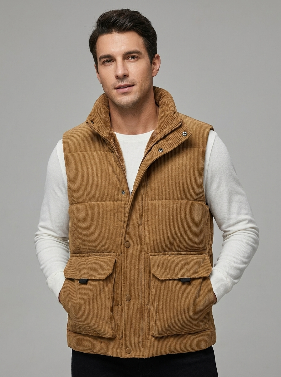 Oliver | Men's Sleeveless Gilet | Fleece-Lined Corduroy-Eltrendio