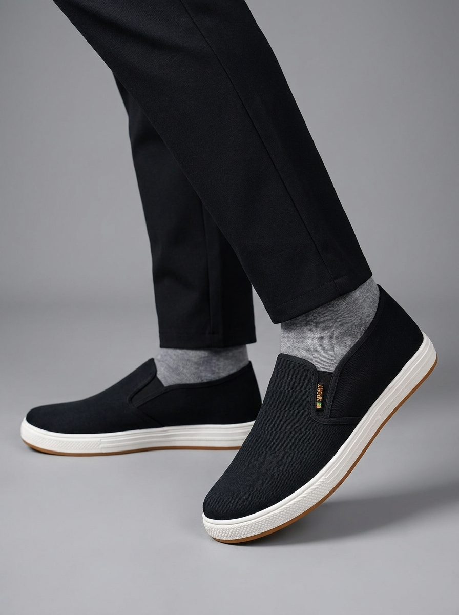 Adam | Men's Slip-On Trainers | Canvas-Eltrendio