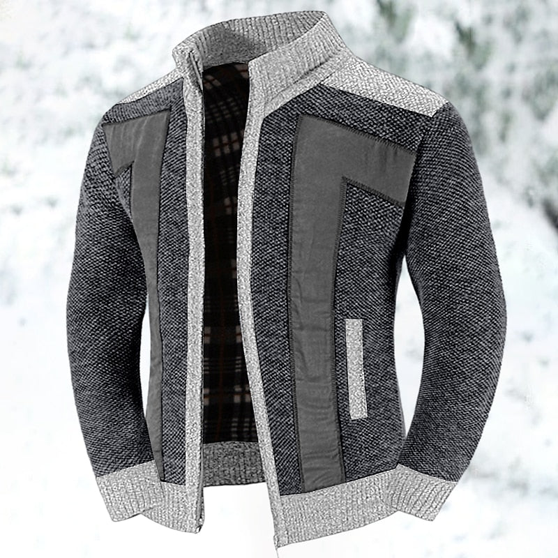 Oliver | Men's Stand Collar Cardigan | Fleece-Lined · Eltrendio