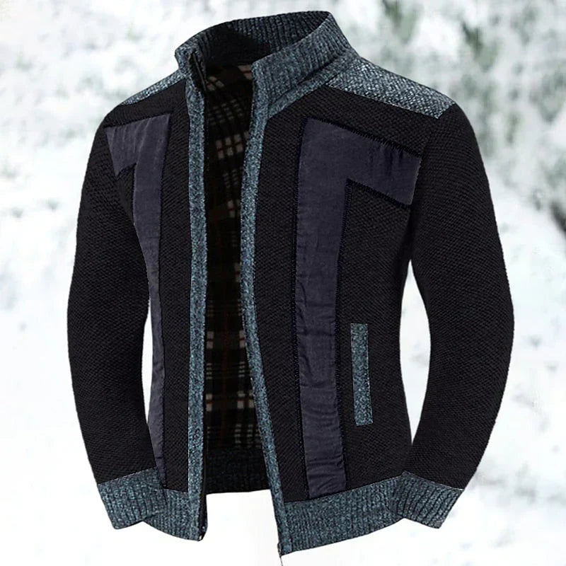 Oliver | Men's Stand Collar Cardigan | Fleece-Lined · Eltrendio
