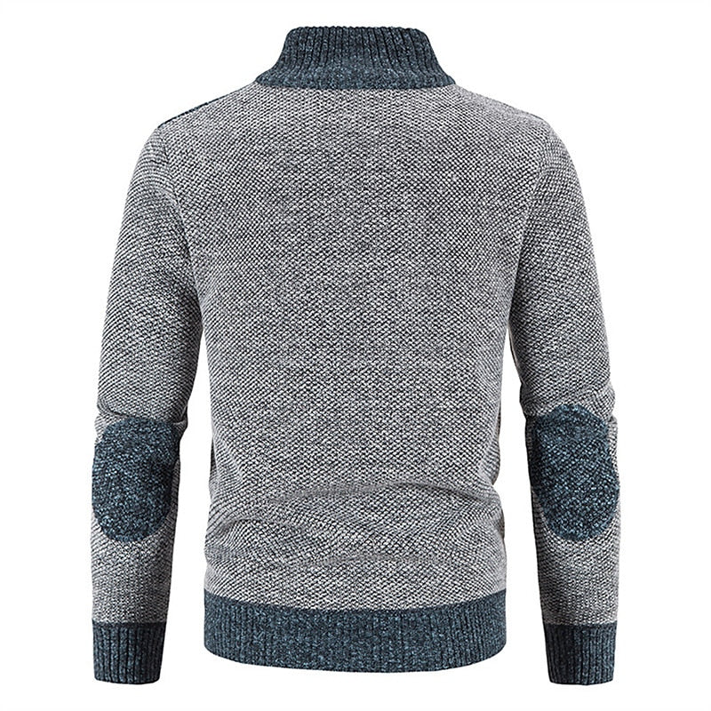 Oliver | Men's Stand Collar Cardigan | Fleece-Lined · Eltrendio