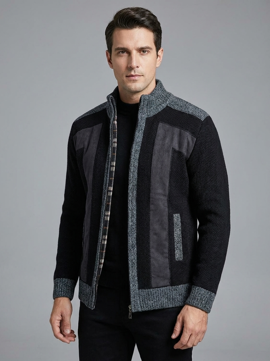 Oliver | Men's Stand Collar Cardigan | Fleece-Lined-Eltrendio