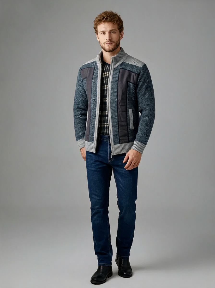 Oliver | Men's Stand Collar Cardigan | Fleece-Lined-Eltrendio