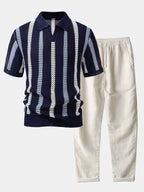 Oliver | Men's Striped Polo Set | Crochet Knit · Eltrendio