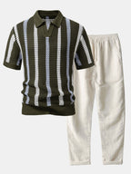 Oliver | Men's Striped Polo Set | Crochet Knit · Eltrendio