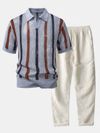 Oliver | Men's Striped Polo Set | Crochet Knit · Eltrendio
