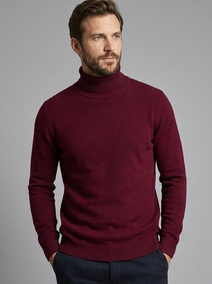 Theodore | Men's Turtleneck Jumper | Ribbed Knit-Eltrendio