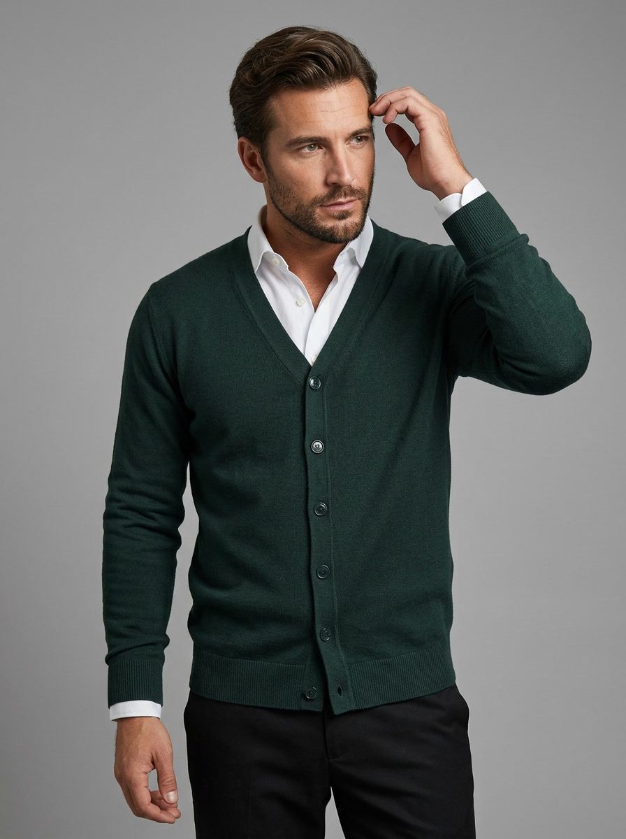 Ethan | Men's V-Neck Cardigan | Button-Up Knit-Eltrendio