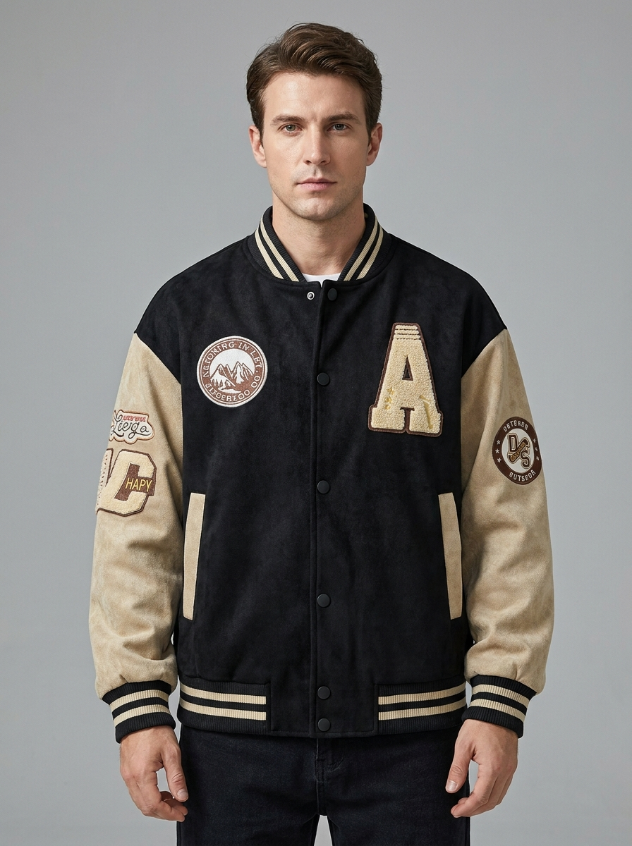 Oliver | Men's Varsity Jacket | Embroidered Patches-Eltrendio