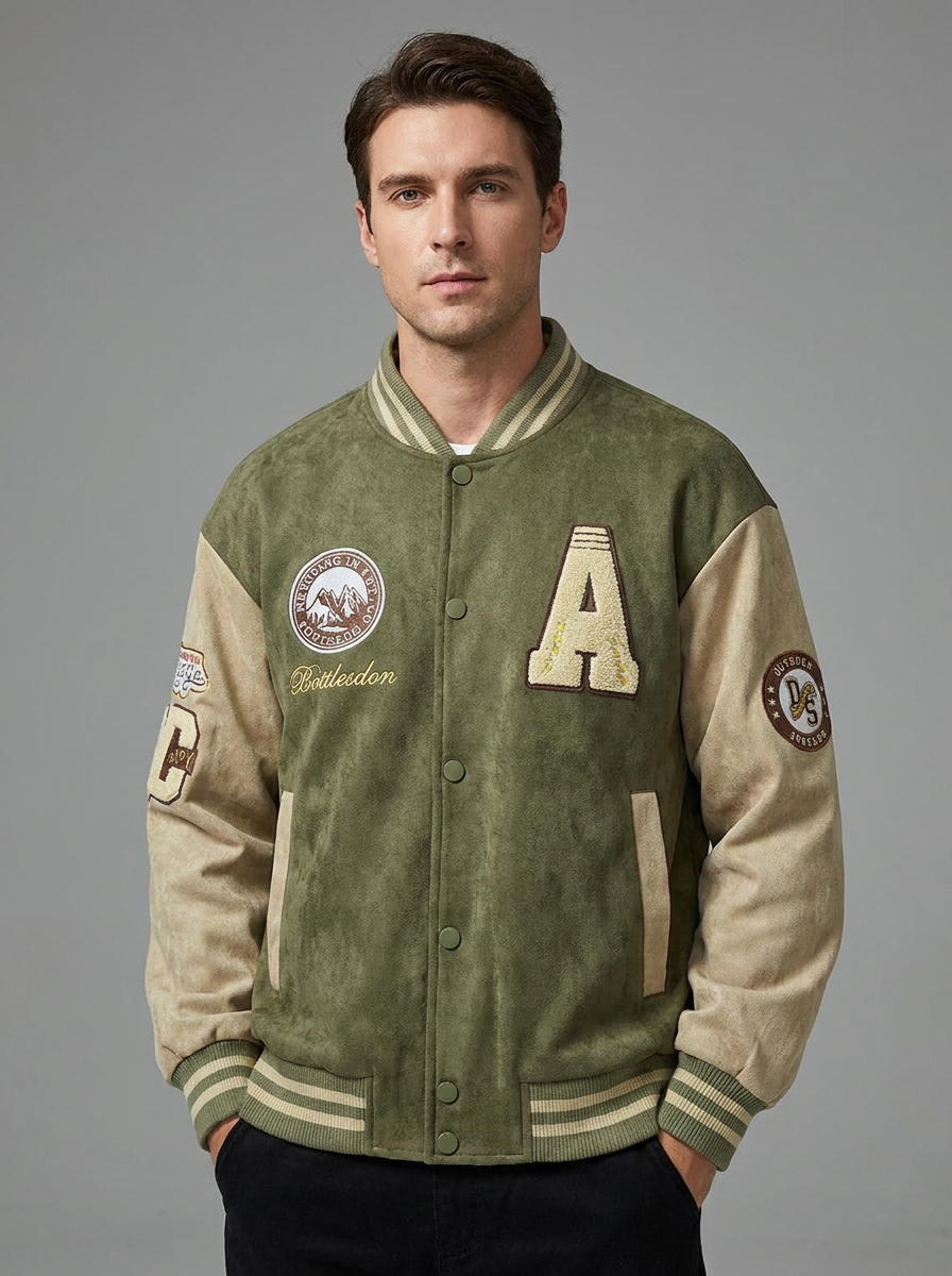 Oliver | Men's Varsity Jacket | Embroidered Patches-Eltrendio