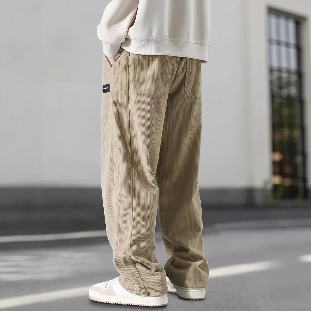Oliver | Men's Wide-Leg Corduroy Trousers | Drawstring Waist · Eltrendio