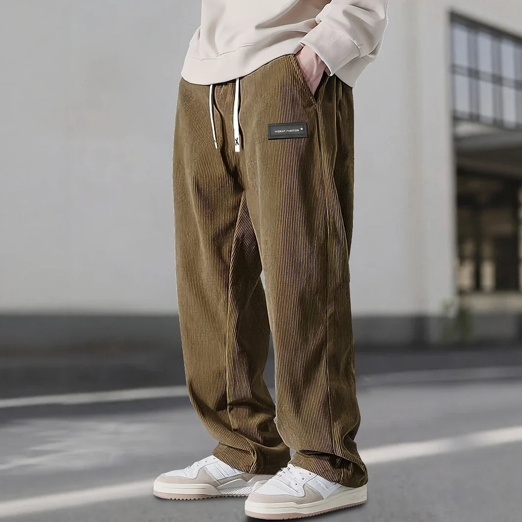 Oliver | Men's Wide-Leg Corduroy Trousers | Drawstring Waist · Eltrendio